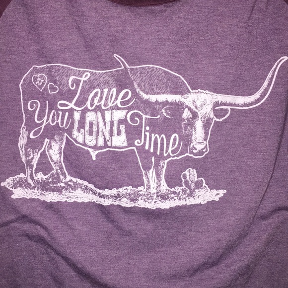 Cheekys ‘Love You Long Time’ Longhorn 3/4 Sleeve T - Picture 2 of 6